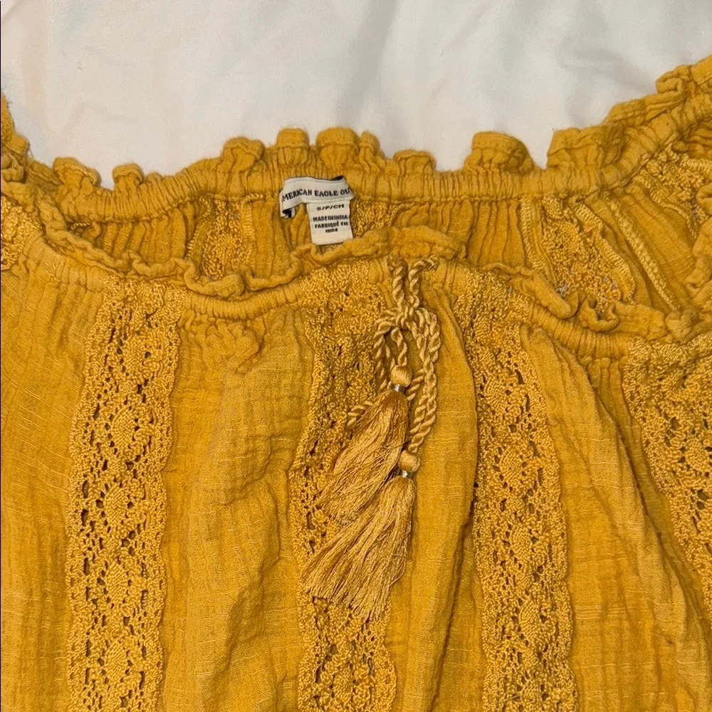 American Eagle Mustard Off-Shoulder Top - Picture 2 of 3